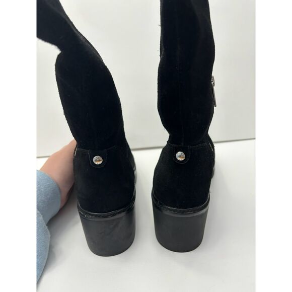 Michael Kors Leather boot riding heeled shoe black EUC size  7.5 - Picture 4 of 6